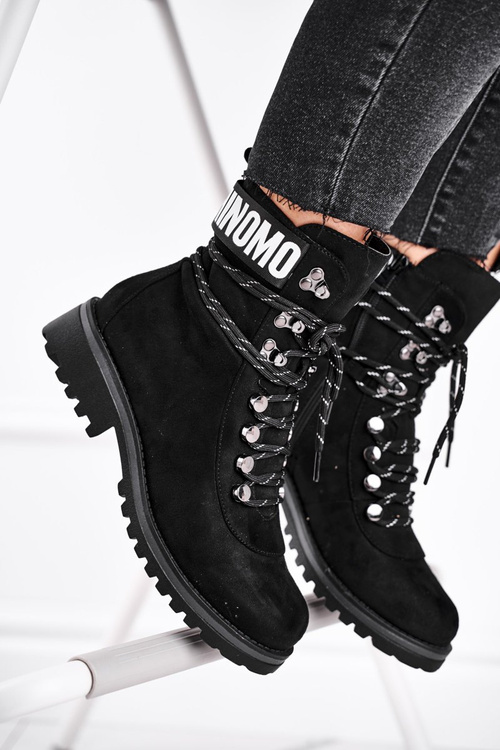 Жіночі чорні чоботи Popsi на плоскій каблуці на блискавці