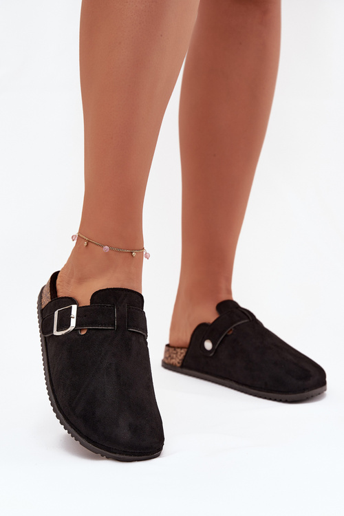 Жіночі Кломпи На Корковій Платформі Срібна Пряжка Big Star SS274736 Чорні