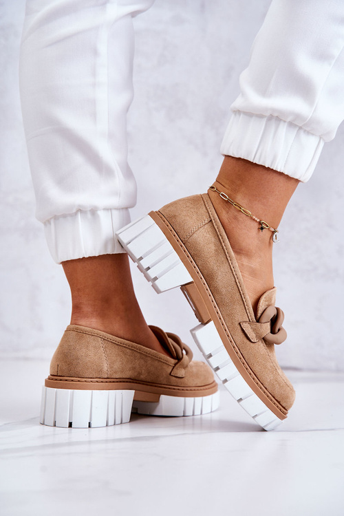 Замшеві лофери з декором темно-бежевий Talisa