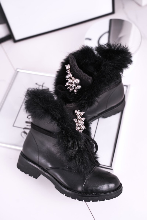 Чоботи дитячі утеплені з хутром чорні Ella