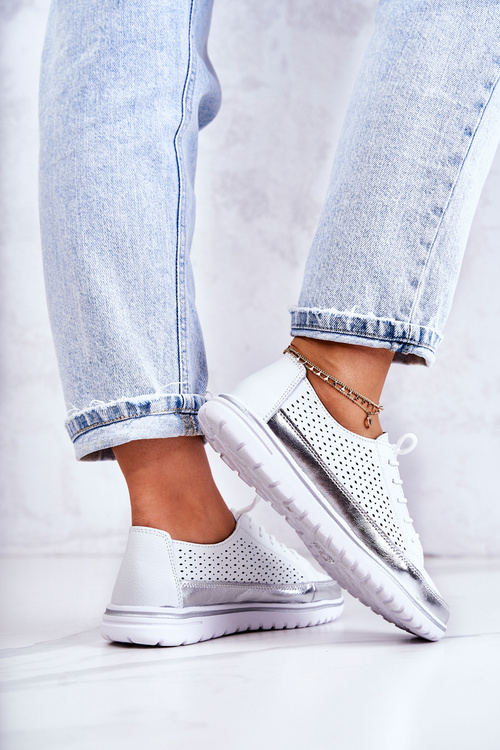 Жіночі ажурні туфлі на платформі Deloren білі