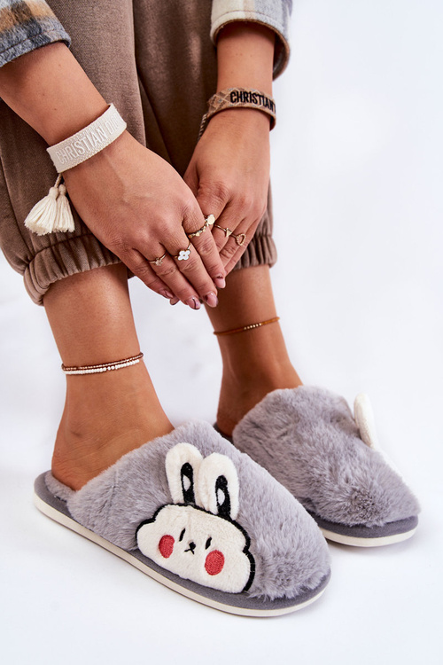 Жіночі хутряні тапочки з кроликом Грей Тріша