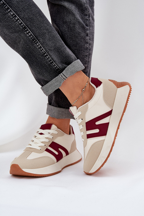 Жіночі Спортивне Взуття На Платформі Бежево-Червоне Emidi