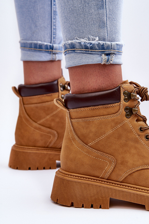 Жіночі коричневі черевики зі шкіряною підкладкою з хутряною підкладкою