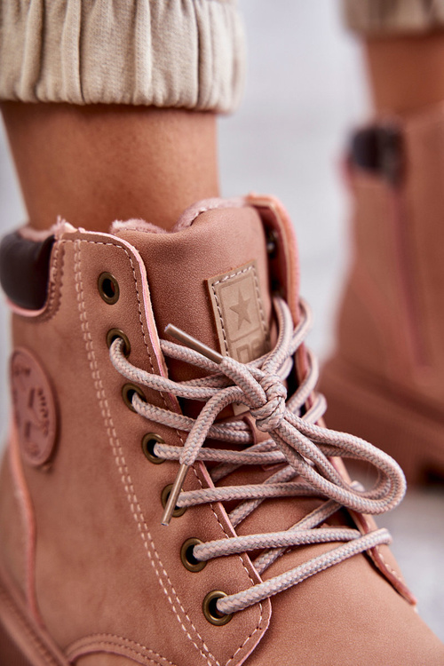 Шкіряні теплі черевики рожеві Felizia Trappers