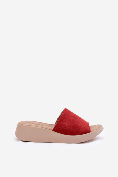 Замшеві Жіночі Сандалі На Танкетці Panto Fino Червоні RR267040