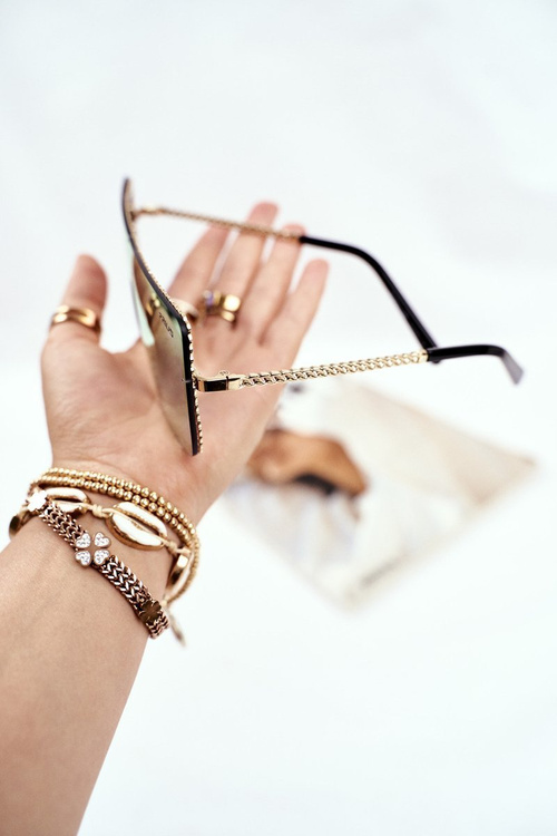 Жіночі сонцезахисні окуляри Prius PRE-12 із золотим дзеркальним ланцюжком