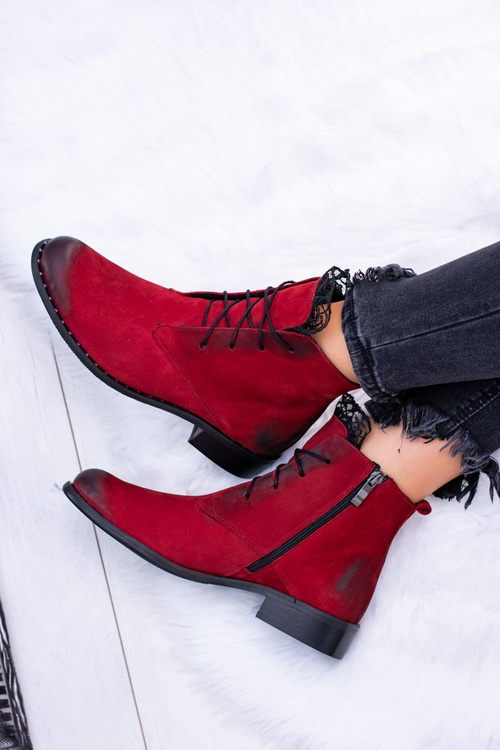 Шкіряні червоні жіночі черевики Millano на шнурівці