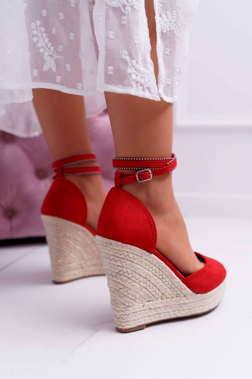 Жіночі лляні червоні босоніжки Canterola на анкерах