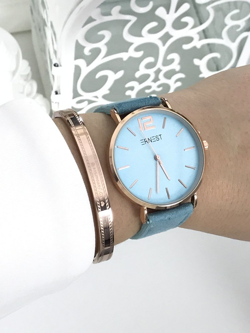 Жіночий годинник Ernest Manon Suede Blue