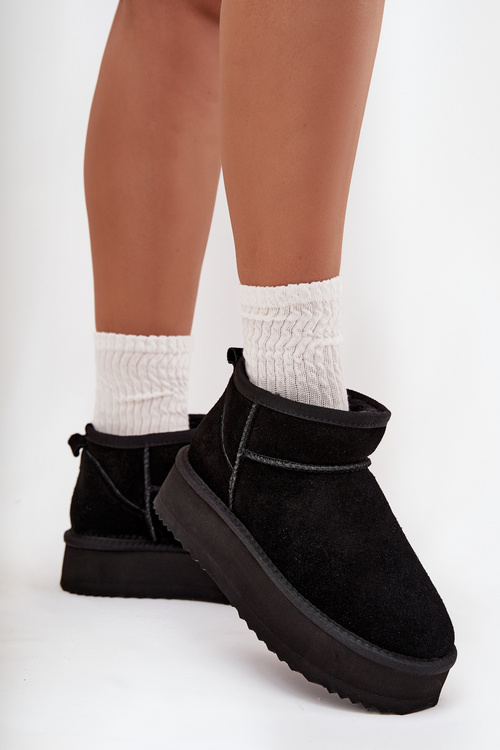 Замшеві жіночі зимові чоботи на платформі Vinceza 97962 Чорні