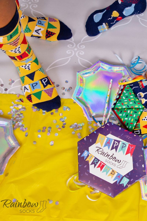 Веселкові шкарпетки на день народження 3 пари
