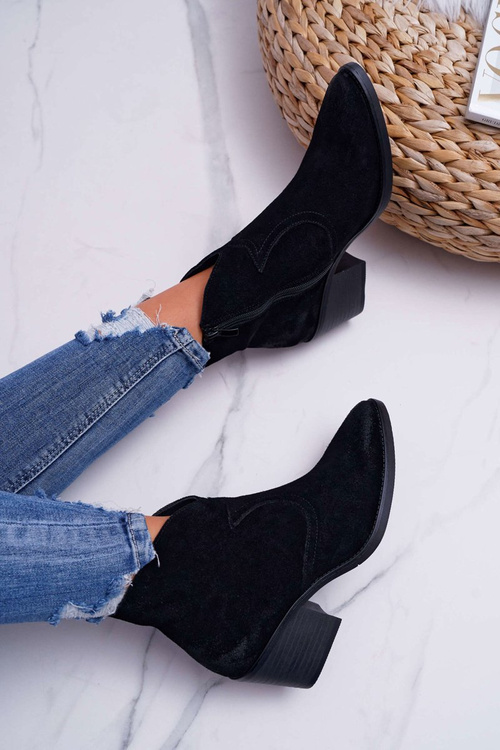 Жіночі замшеві ковбойські чоботи чорні Barski 1638