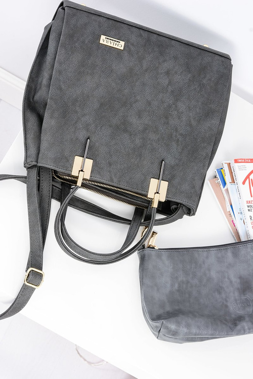 Велика сіра жіноча сумочка + саше + дзеркало ПОЛЬЩА