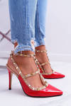 Жіночі туфлі на шпильці VICES лаковані червоні з шпильками Valenti Jets