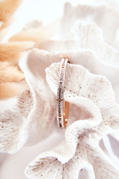 Жіночий сталевий браслет з цирконами Рожеве золото Klar