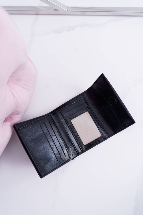 Жіночий гаманець класичний маленький чорний на магніті