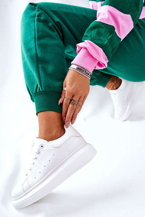 Шкіряні кросівки на платформі білі Lemmy