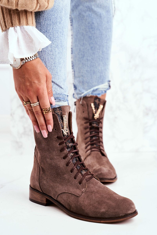 Жіночі шкіряні чоботи з нубуку Cappuccino Nicole 2593