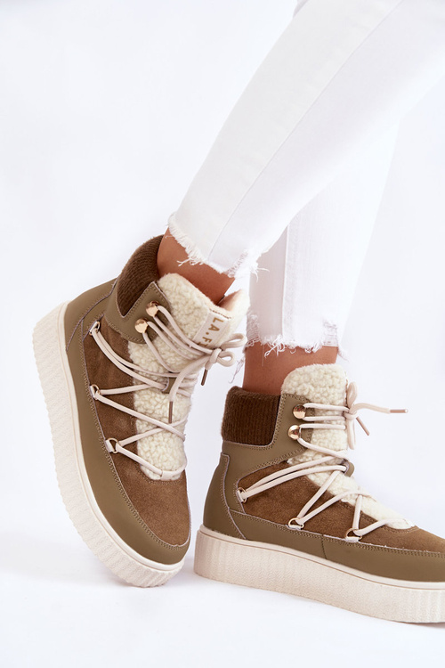 Жіночі зимові черевики La.Fi 280072KH-QN Коричневий-Зелений