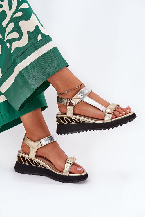 Жіночі Шкіряні Сандалі на Босоніжці D&A CR51-135 Золото-Срібло