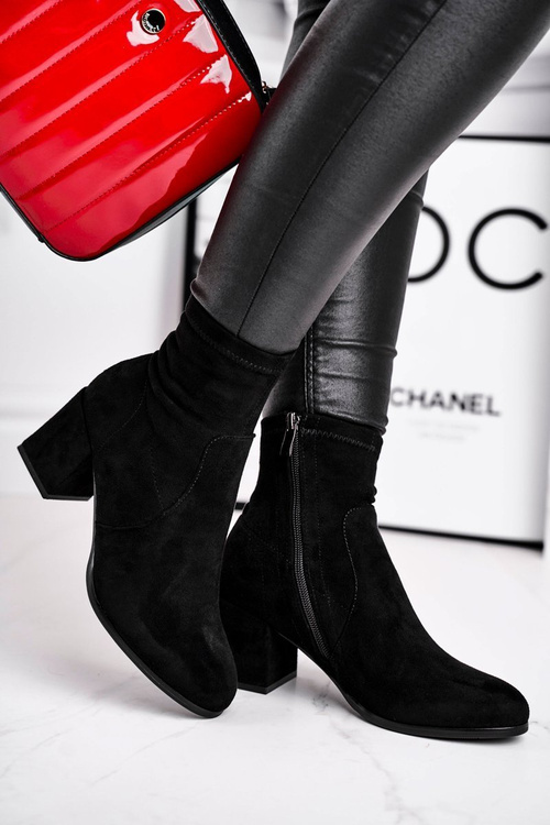 Чоботи жіночі на підборах чорні Merducio