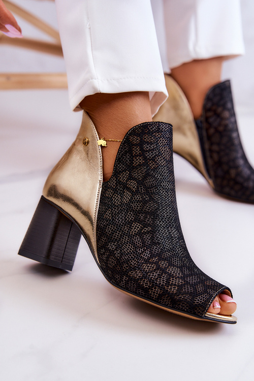 Чоботи шкіряні на пості Maciejka 05507-01 Чорно-золоті