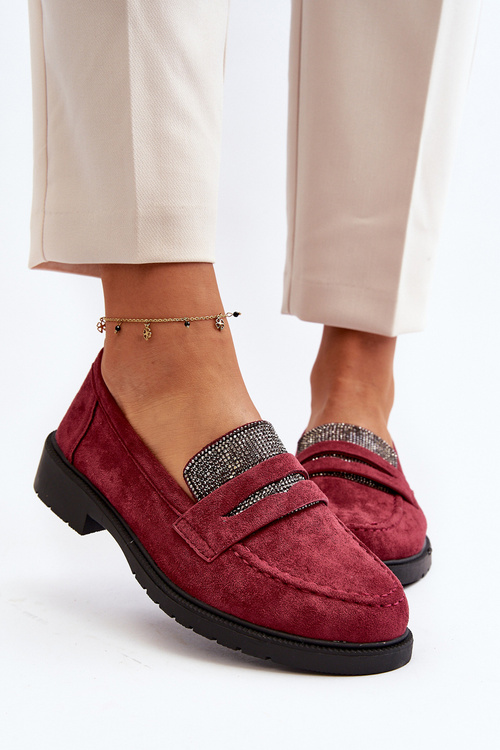 Жіночі прикрашені мокасини бордового кольору Dananei