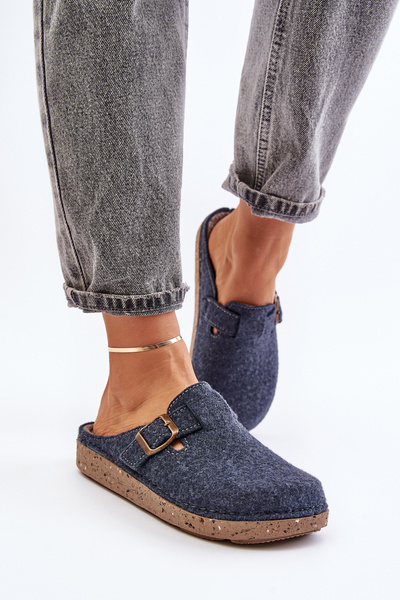 Зручні жіночі тапочки з пряжкою Inblu ED000019 Темно-синій