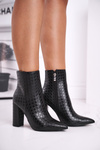 Чоботи жіночі на високому каблуці чорні Prudence