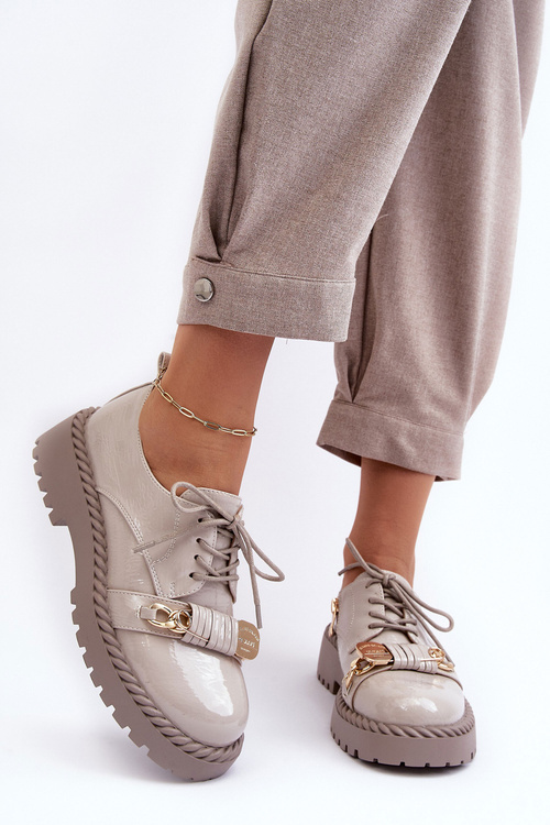 Жіночі глянцеві напівчеревики D&A MR870-81 сірі