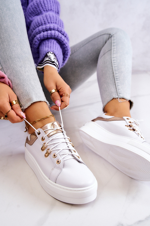 Шкіряні спортивні туфлі на платформі White Mary Ann