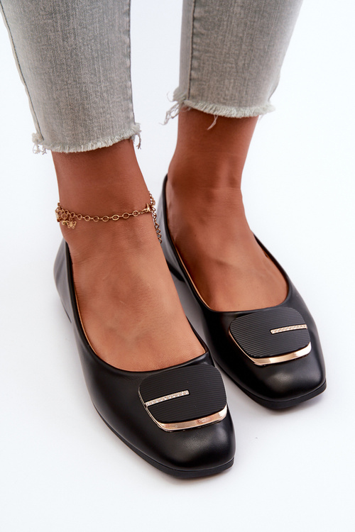 Жіночі балетки з екошкіри з декором Black Edoslli