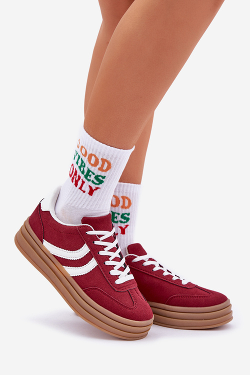 Стильні кросівки на платформі бордові Doriwa