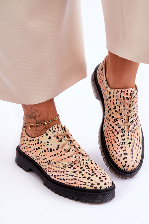 Жіночі шкіряні броги Оксфорди Maciejka 04087-18 оранжево-чорні