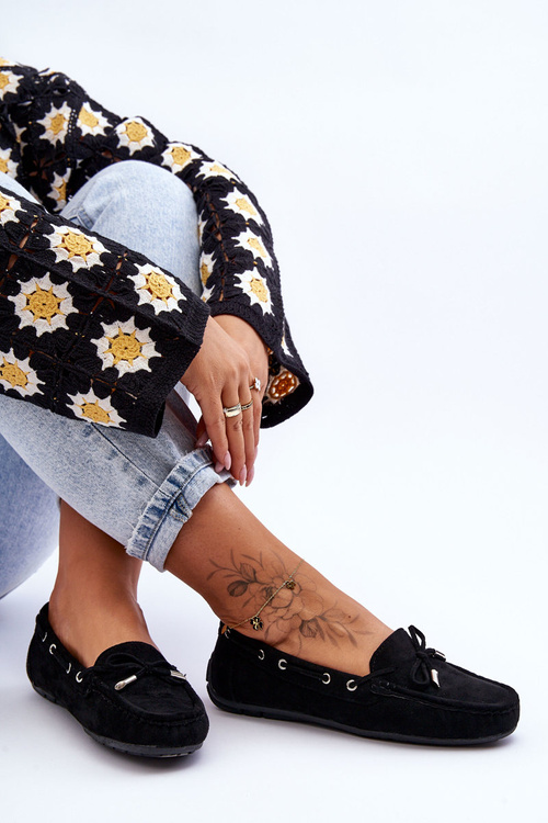 Жіночі замшеві лофери чорні Si Passione