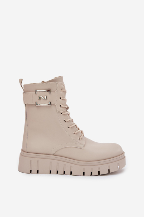 Жіночі Чоботи На Платформі З Декоративним Елементом Утеплені Світло Бежеві Лирана