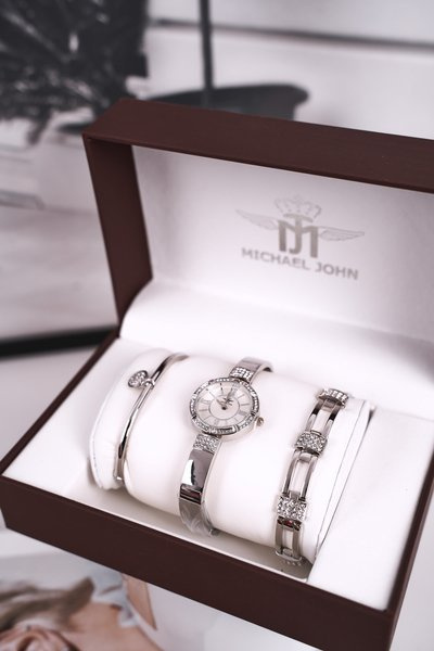 Набір жіночий годинник і два браслета Michael John Silver