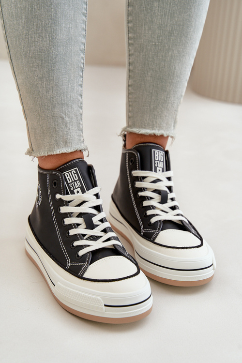 Утеплені жіночі кросівки на платформі з екошкіри Big Star OO274062 Чорні