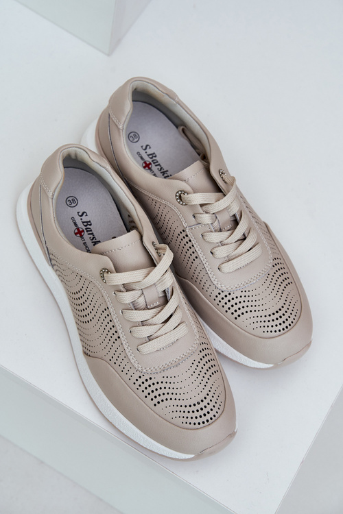 Шкіряне Спортивне Взуття Кросівки Жіночі S.Barski LR51-551 Бежеві