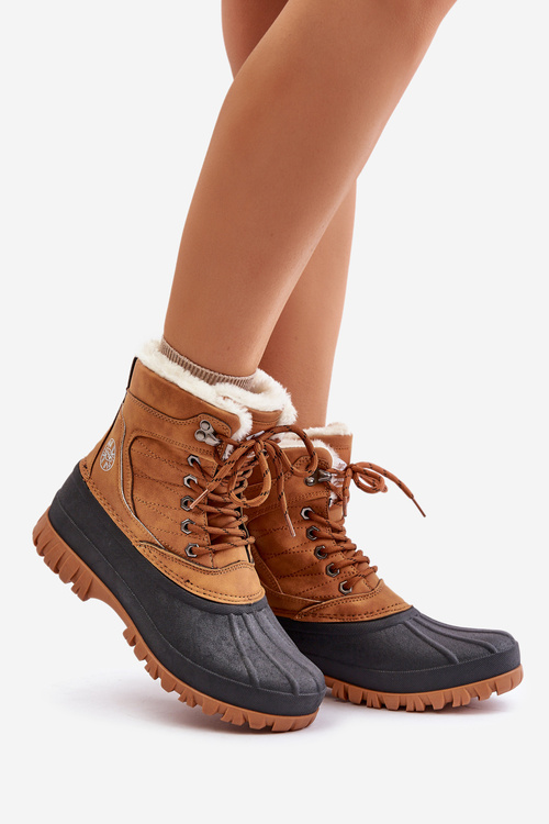 Жіночі зимові черевики на шнурівці з хутром Lee Cooper LCJ-24-44-2869 Camel