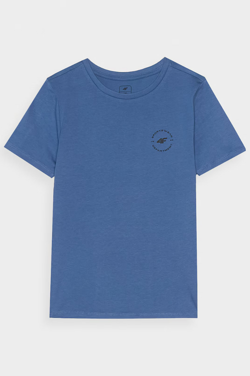 Гладка бавовняна футболка для хлопчиків Regular Blue 4FJWAW24TTSHM1859-32S