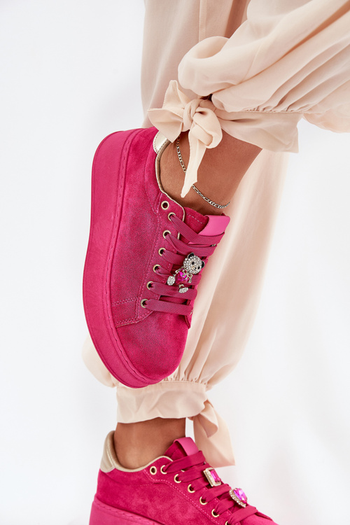 Жіночі Кросівки на Платформі з Ведмедиком Фуксія Vailina