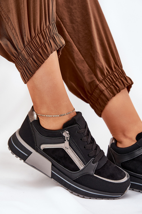 Жіноче Спортивне Взуття З Блискавкою На Платформі Чорне Larys