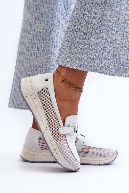 Жіночі шкіряні мокасини D&A TW210 Білі