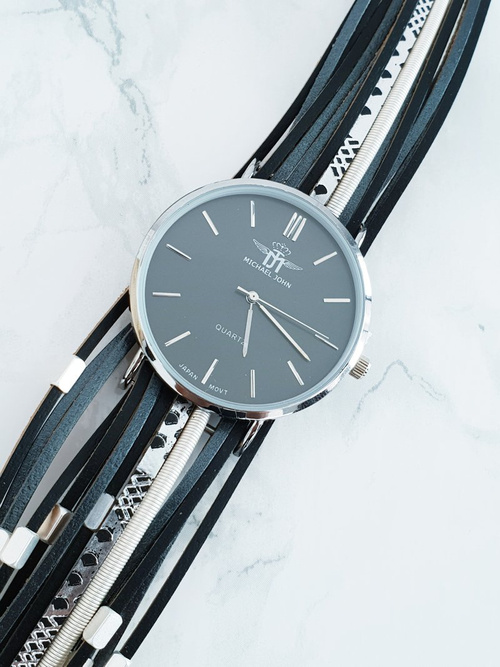 Жіночий годинник Michael John з ремінцем Pepero Black