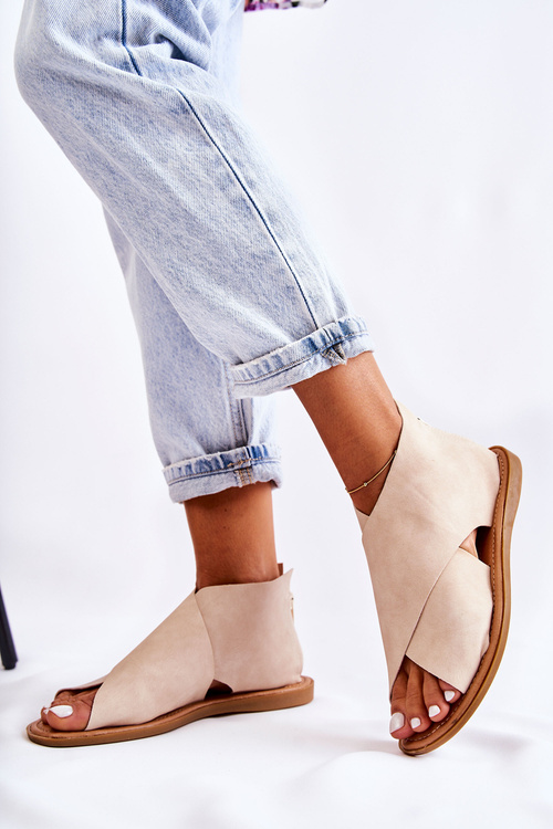 Жіночі шкіряні босоніжки Broad Foot Beige Catalise