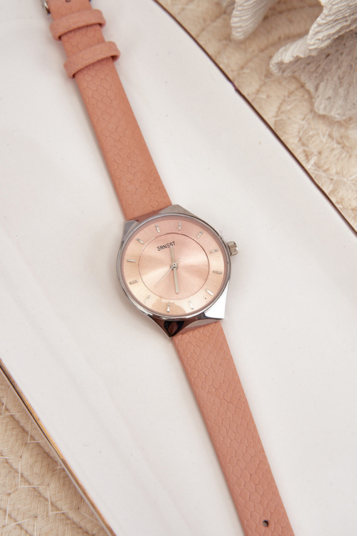 Жіночий годинник з ремінцем зі штучної шкіри рожевий Ernest E62013L