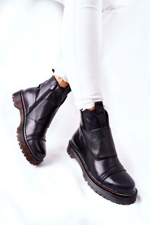 Черевики з різнокольоровою строчкою Black Milie