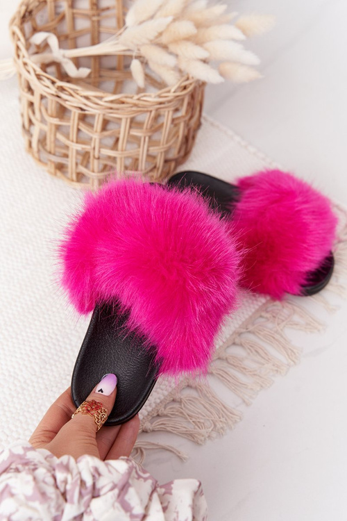 Дитячі тапочки з хутром Фуксія Fashionista